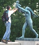 Getting a free baby in the Vigeland sculpture park. The best thing is that this baby doesn't scream or ask for much food! Getting a free baby in the Vigeland sculpture park. The best thing is that this baby doesn’t scream or ask for much food!